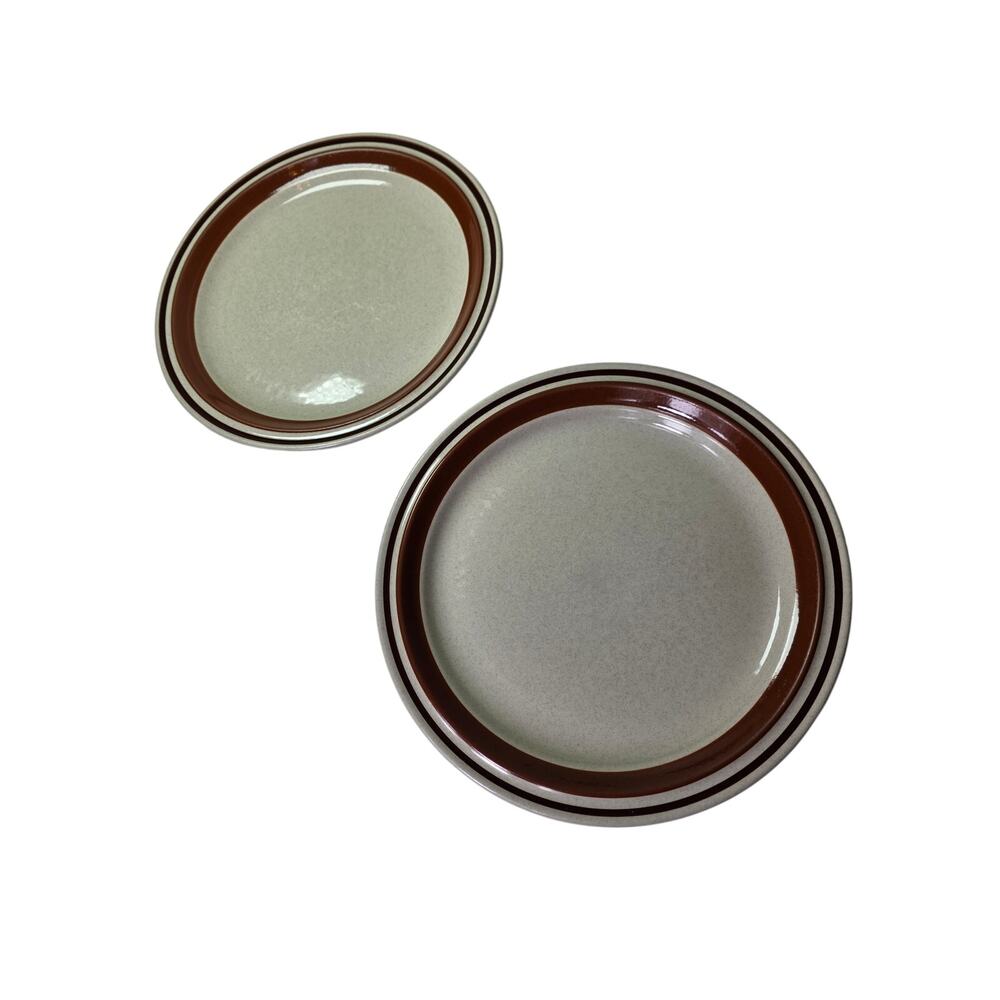CHATEAU Contemporary Japan Sienna Brown Band Stoneware 10.25" Dinner Plates
